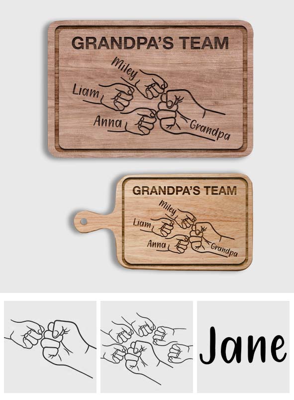 Grandpa's Grilling Team - Personalized Grandpa Cutting Board