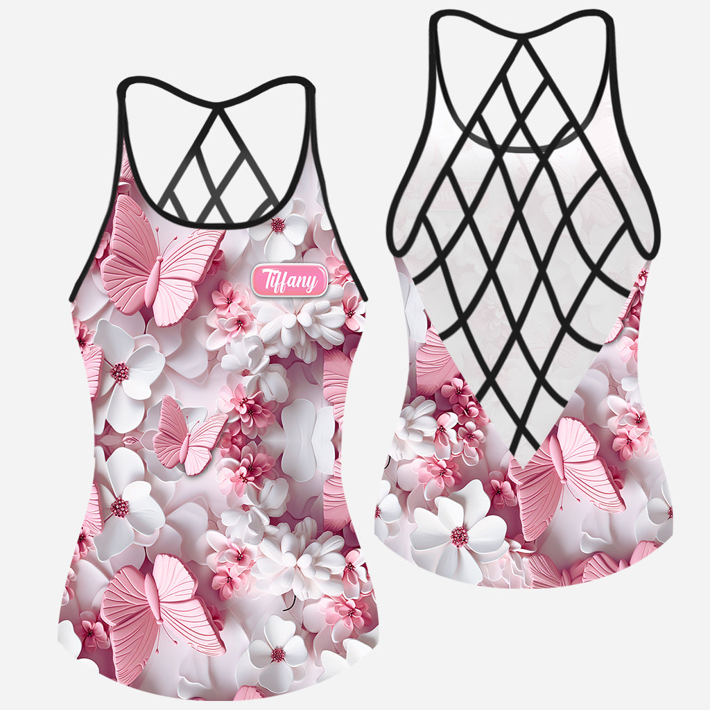 Wunderschöne Schmetterlinge – Personalisiertes Tanktop mit Schmetterlingskreuz