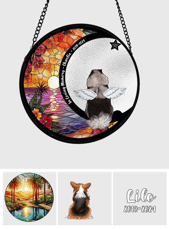 In liebevoller Erinnerung – Personalisierter Hunde-Sonnenfänger aus Buntglas