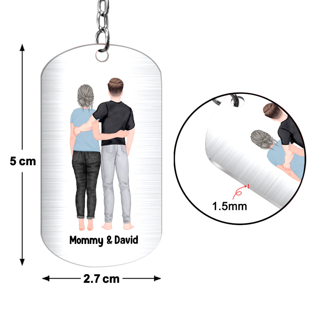 To My Son From Mom Dad Happy Father‘s Day Back View - Personalized Son Stainless Steel Keychain