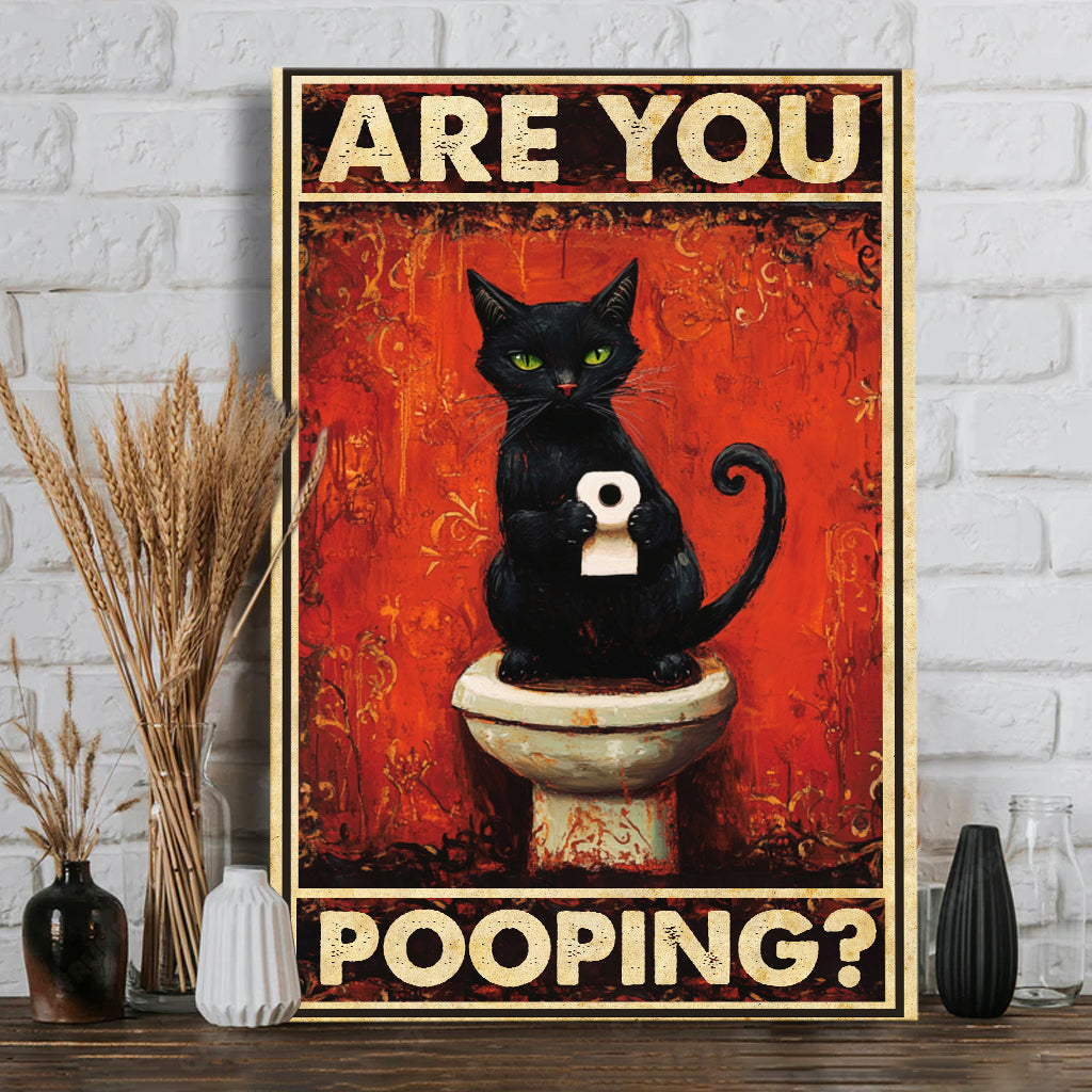 Machst du Pipi? - Leinwandbild und Poster mit schwarzer Katze