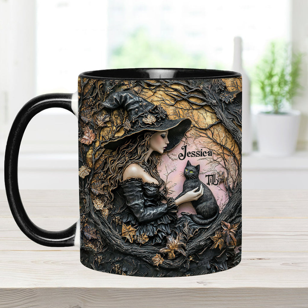 Eine Hexe und ihre schwarze Katze – Eine wunderschöne Sache – Personalisierte Tasse mit Hexenmotiv