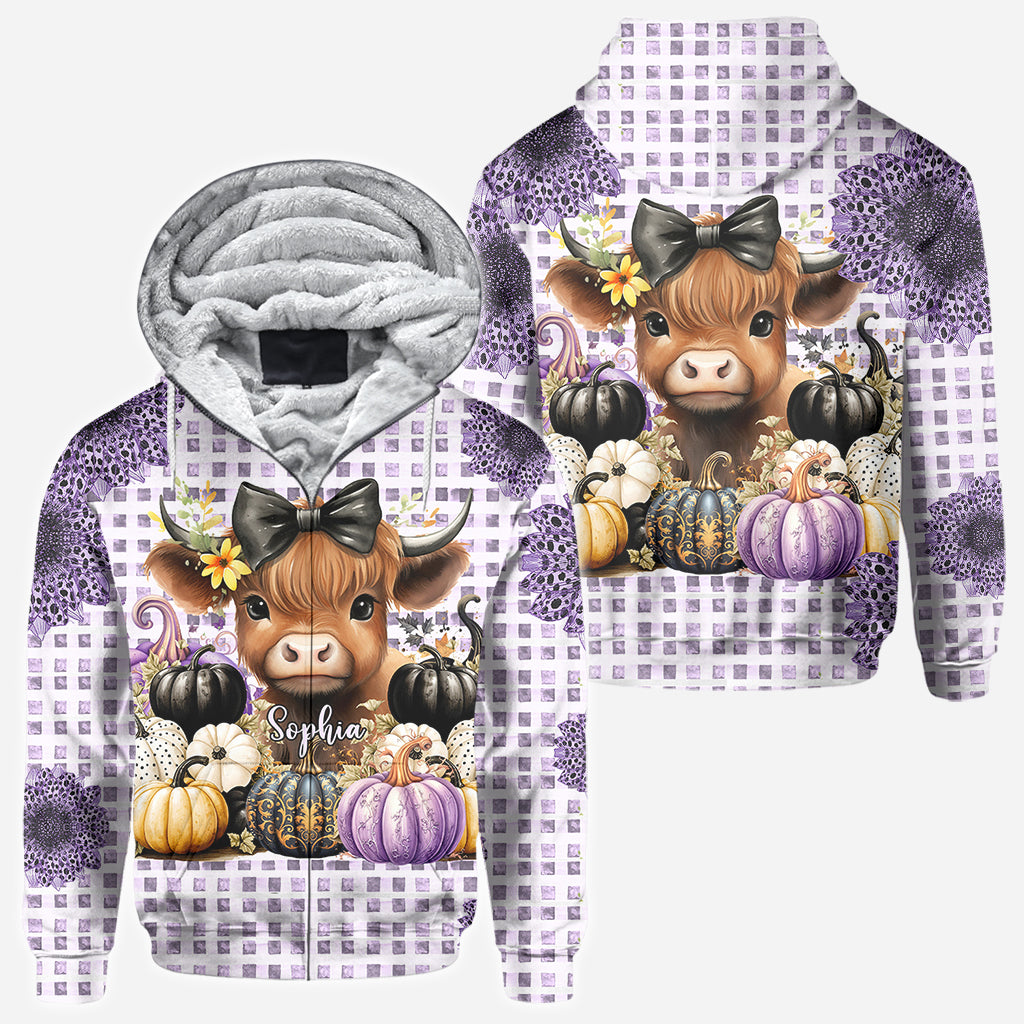 Cute Baby Highland Cow Fall Pumpkins - Personalized All Over Shirt