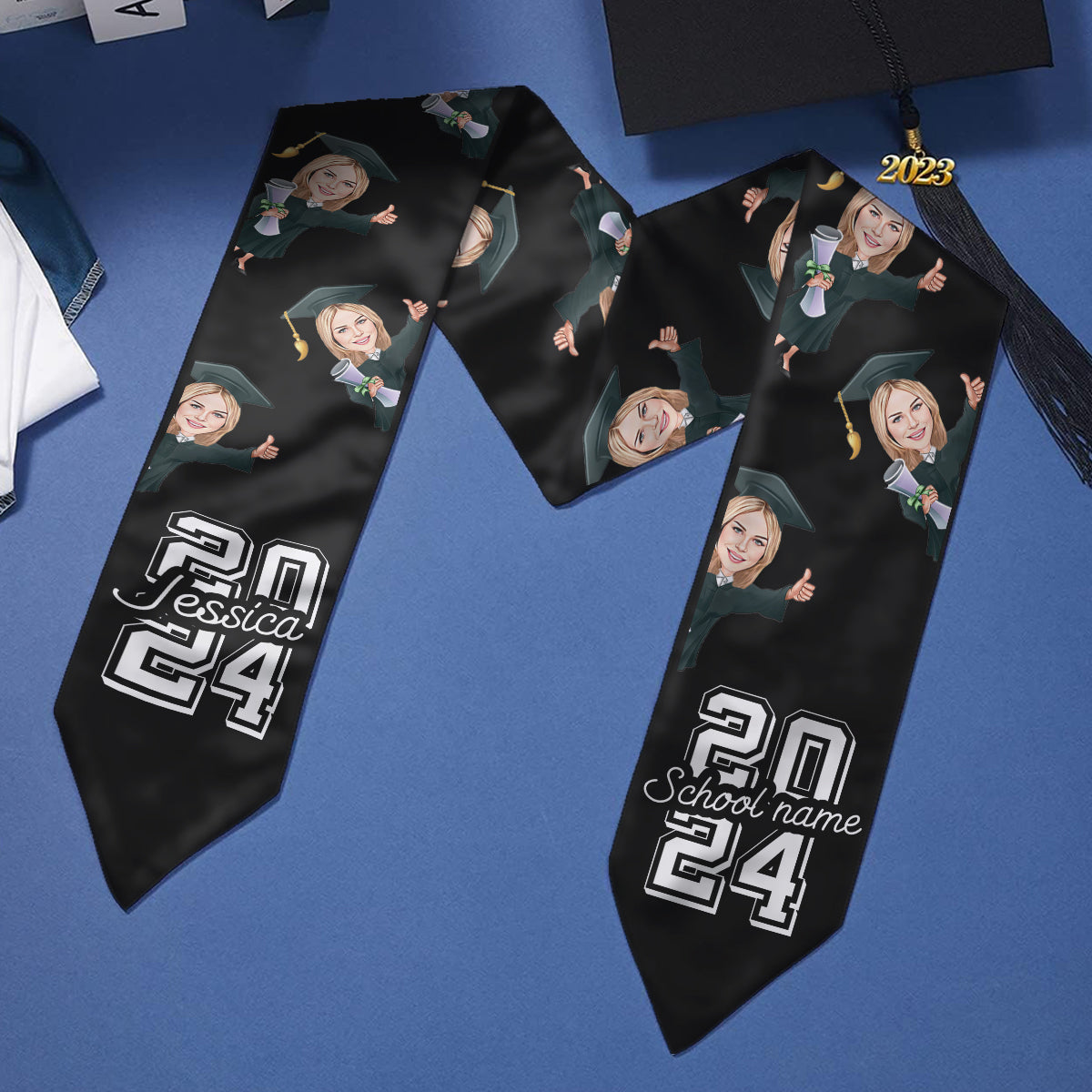 Caricature Funny Character - Personalized Graduation Graduation Stole