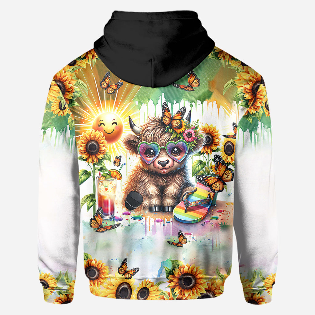 Love Being Called Grandma Highland Cow Summer Vibes - Personalized All Over Shirt