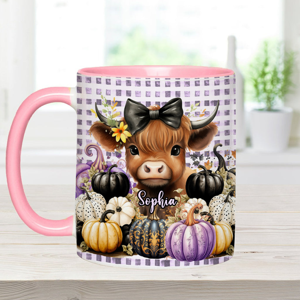 Niedliche Baby-Hochlandrind-Herbstkürbisse - Personalisierte Tasse
