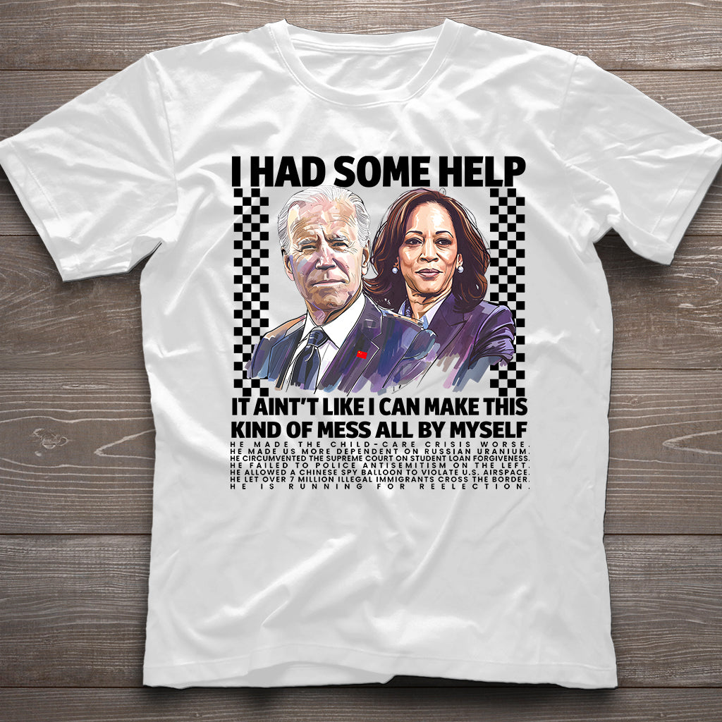 Biden Kamala „Ich hatte etwas Hilfe“-Shirt, Kamala Harris Shirt, Sarkastisches Wahlkampf-Shirt 2024, Trump Shirt, Humorvolles Politik-Shirt „Ich hatte etwas Hilfe“, Patriotisches T-Shirt