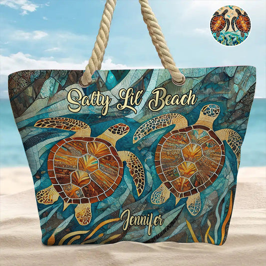Salty Lil Beach – Personalisierte Schildkröten-Strandtasche