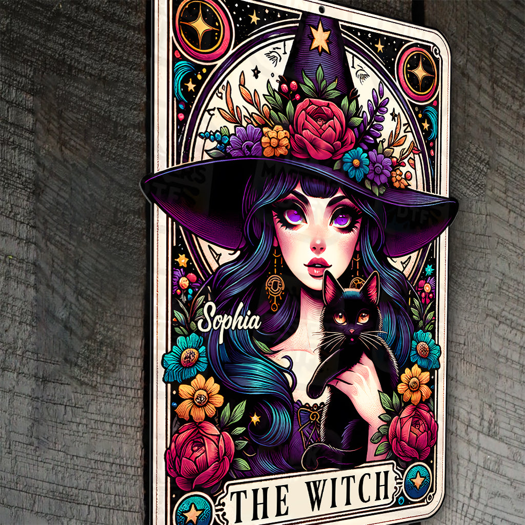 The Cat Lady - Personalized Witch Cut Metal Sign