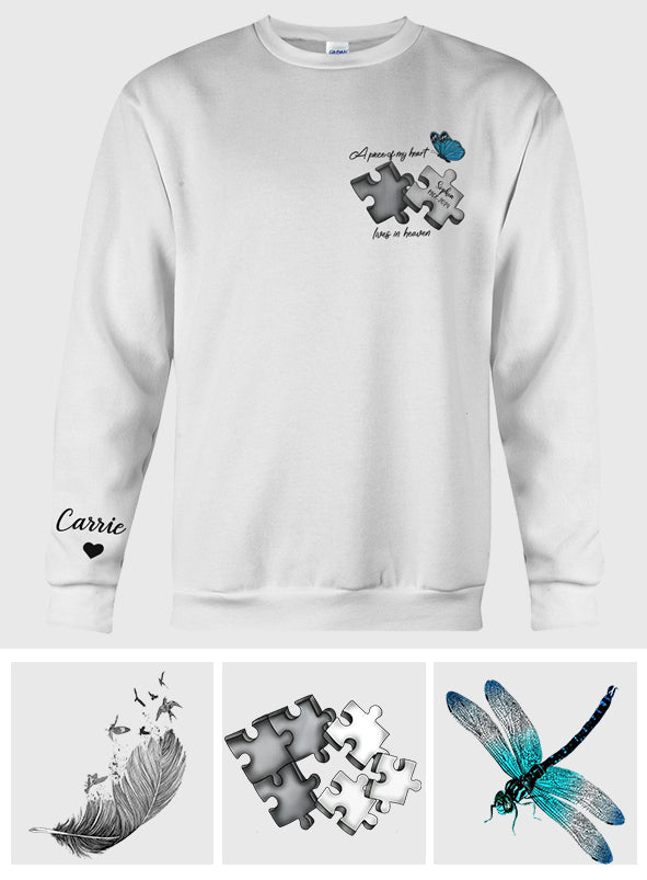 Gedenkpullover mit Schmetterling, Libelle, Himmelsfeder – personalisierter Gedenkpullover mit Stickerei