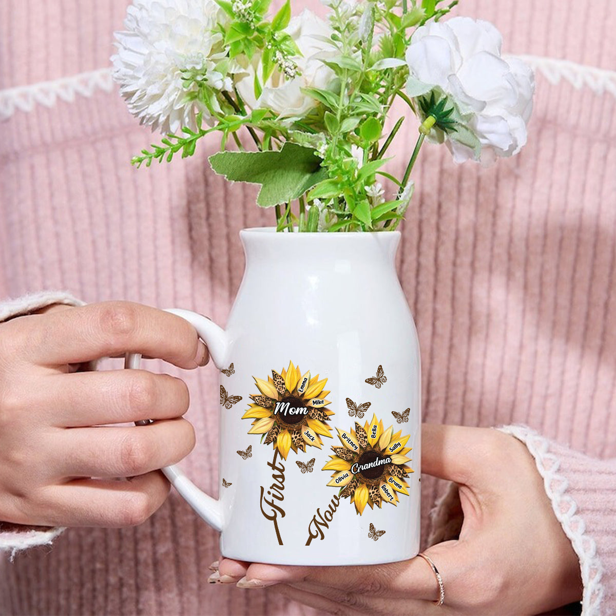 Erst Mama, jetzt Oma – personalisierte Keramikvase für Oma