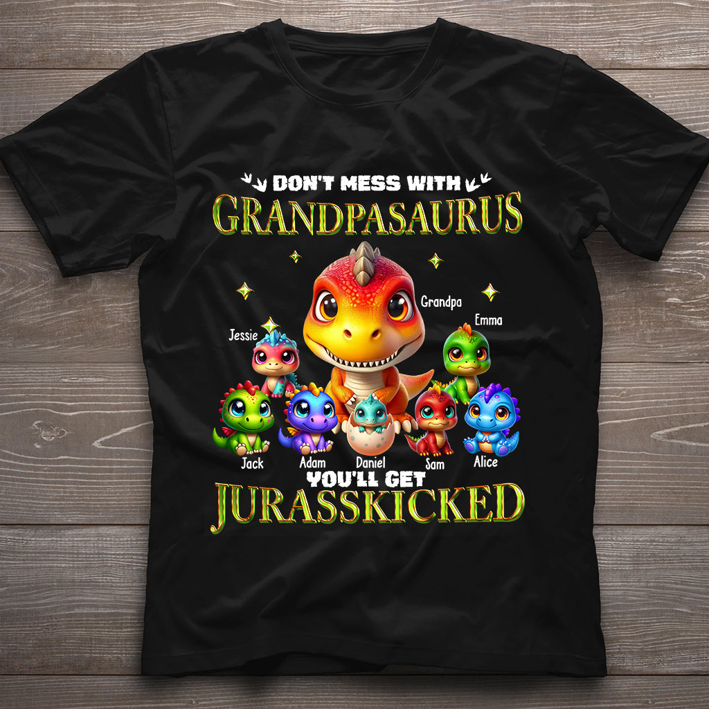 Daddysaurus Grandpasaurus 3D-Dinosaurier – Personalisiertes Vater-T-Shirt und Hoodie