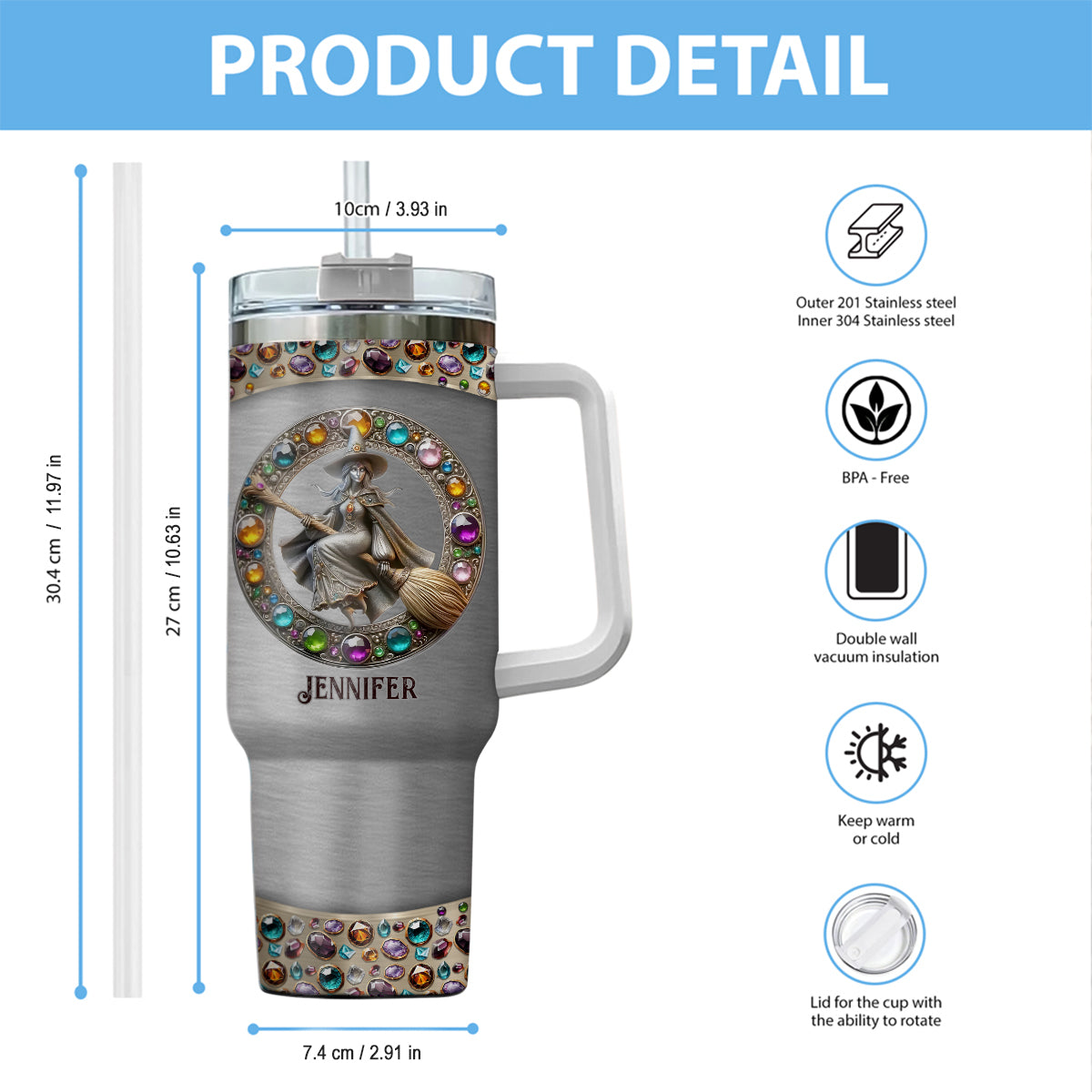 Wunderschöne Hexe – personalisierter Hexenbecher mit Henkel