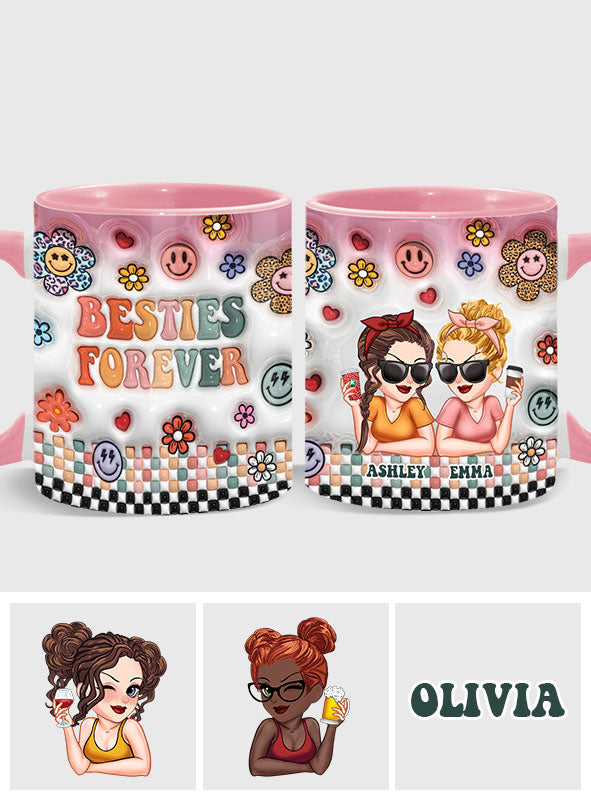 Besties Forever Floral - Personalisierte Bestie-Tasse
