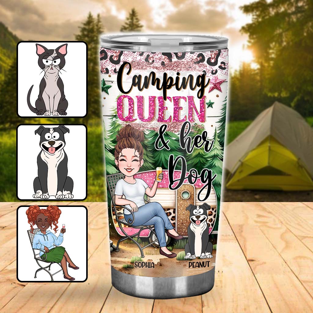 Glamping-Königin und ihre Hunde/Katzen... - Personalisierter Campingbecher