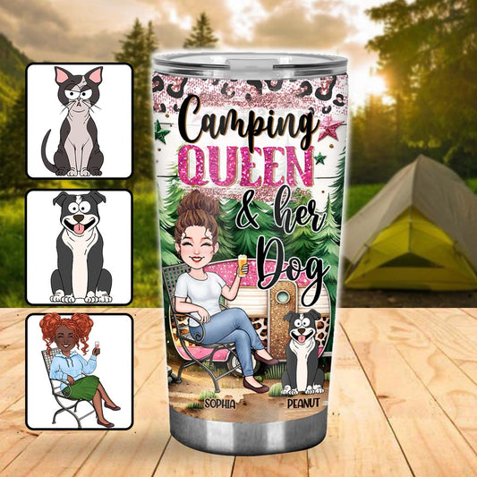 Glamping-Königin und ihre Hunde/Katzen... - Personalisierter Campingbecher