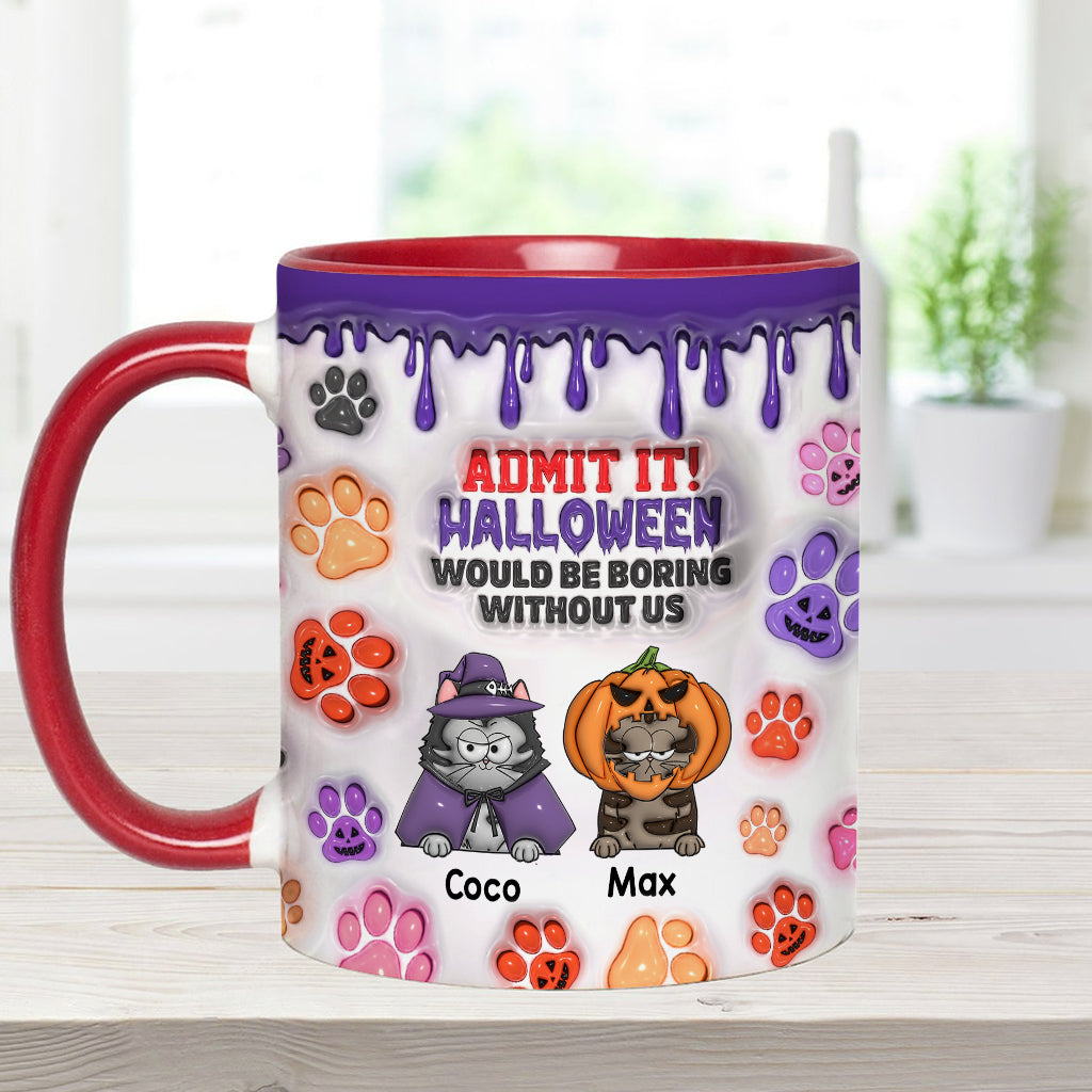 Halloween wäre ohne mich langweilig – personalisierte Tasse mit Katzenmotiv