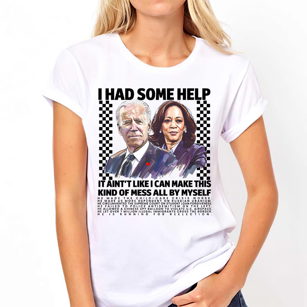 Biden Kamala „Ich hatte etwas Hilfe“-Shirt, Kamala Harris Shirt, Sarkastisches Wahlkampf-Shirt 2024, Trump Shirt, Humorvolles Politik-Shirt „Ich hatte etwas Hilfe“, Patriotisches T-Shirt
