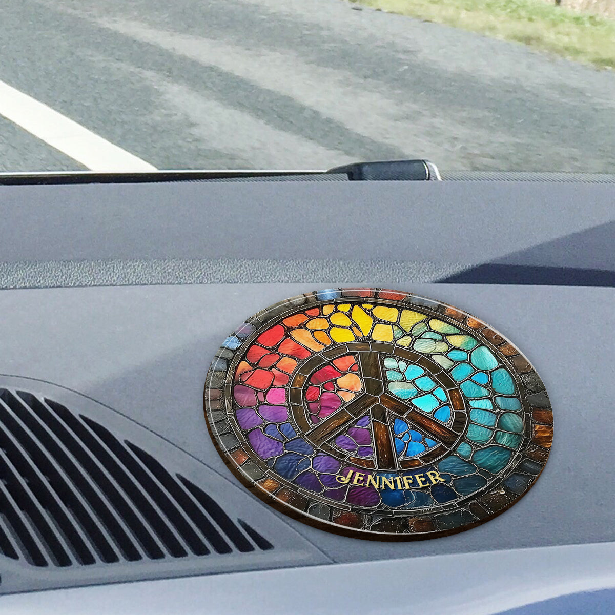 Hippie Soul – Personalisierter Auto-Sonnenblendenclip in Hippie-Form