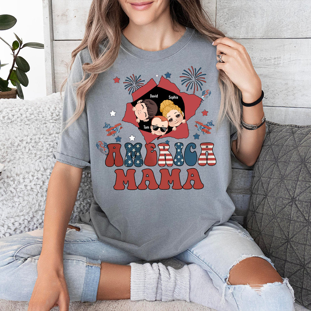 Amerikanische Mama – Beliebiger Titel, Vintage-Retro-Stil – Personalisiertes Mutter-T-Shirt und Hoodie