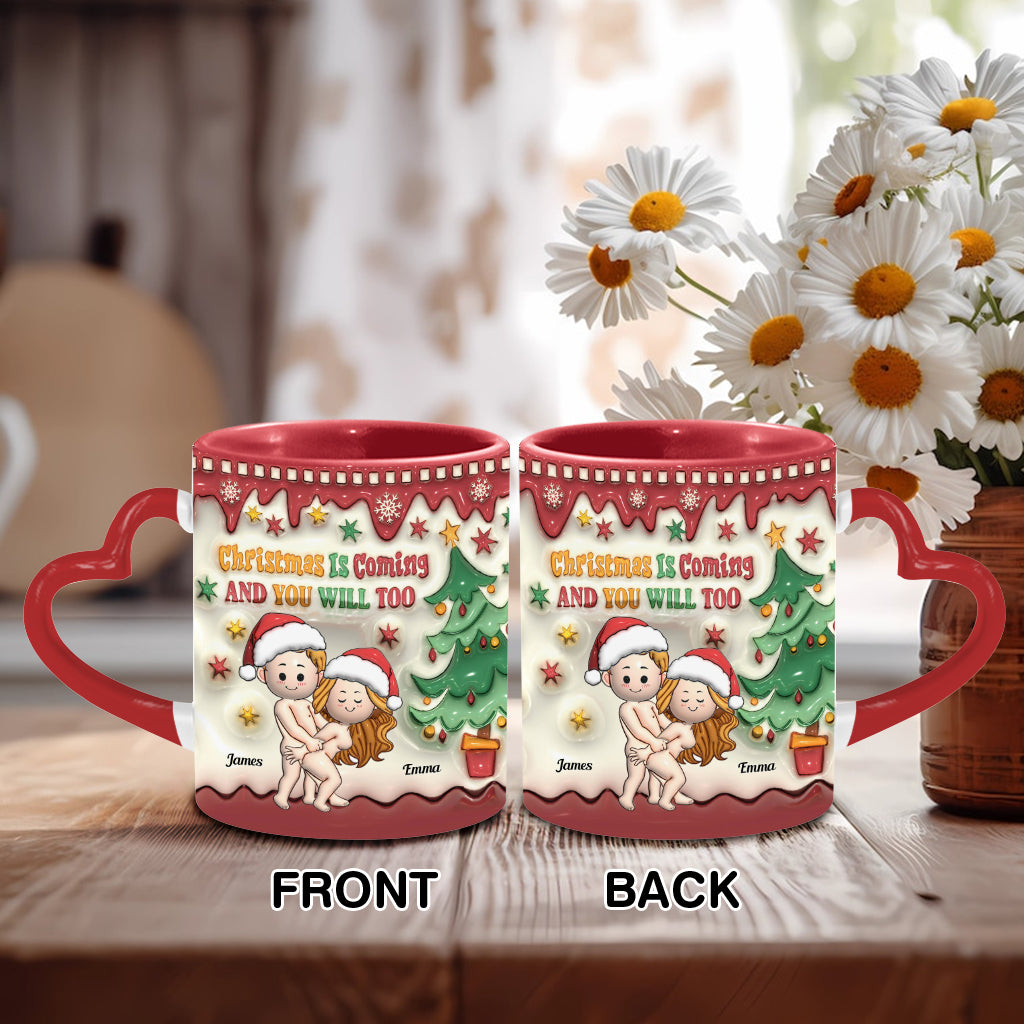 Weihnachten naht – Personalisierte Tasse mit Herzgriff für Paare