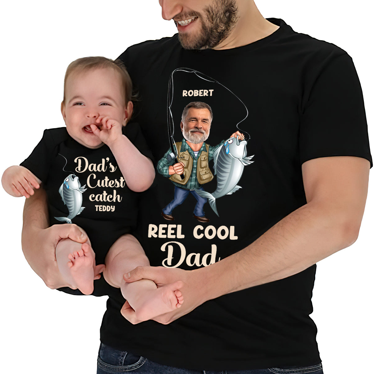 Echt cooler Papa – Personalisiertes Angel-T-Shirt und Babybody