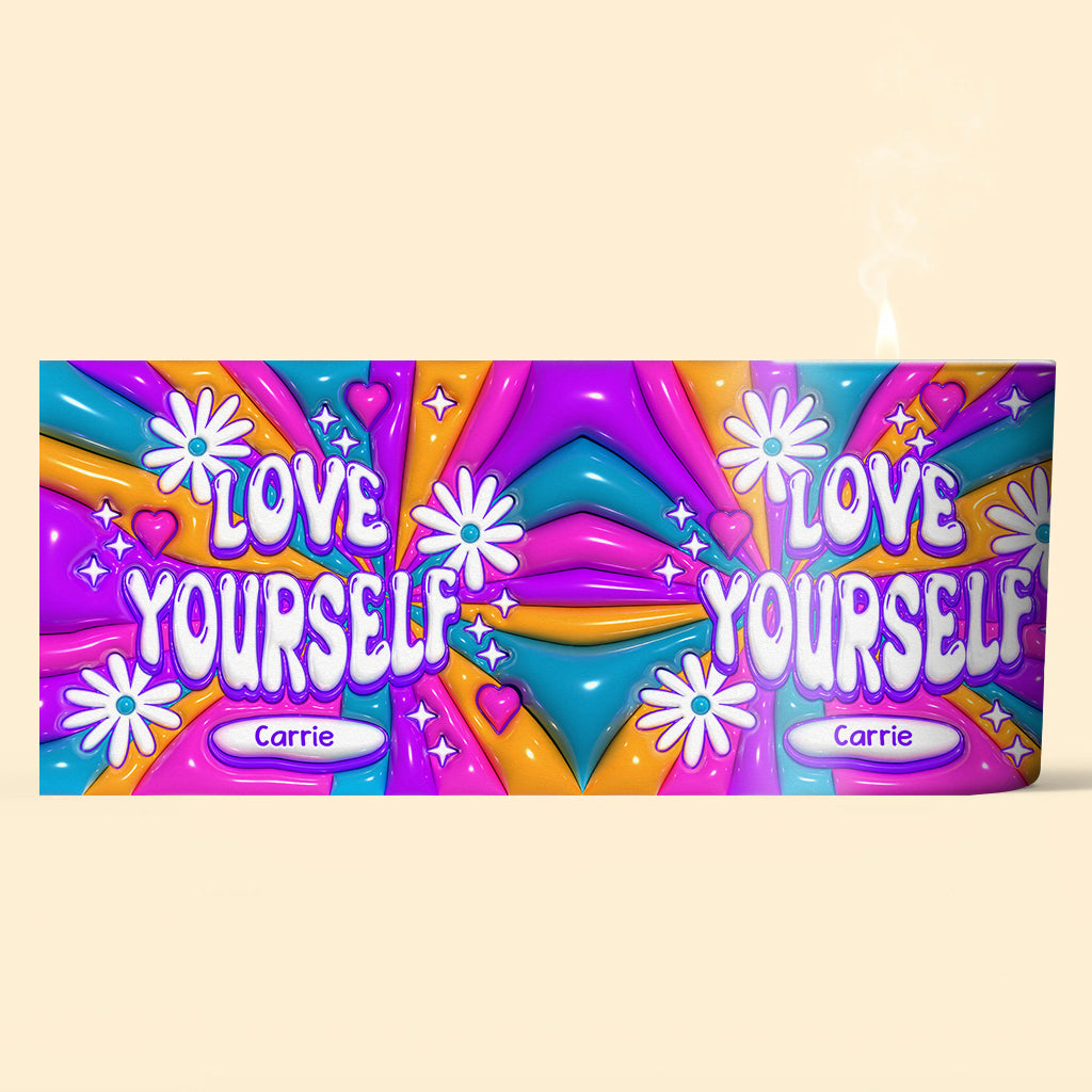 Liebe dich selbst – Personalisierte Kerze mit Holzdeckel