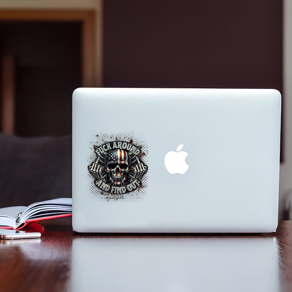 American Flag Skeleton - Personalized Skull Decal Full