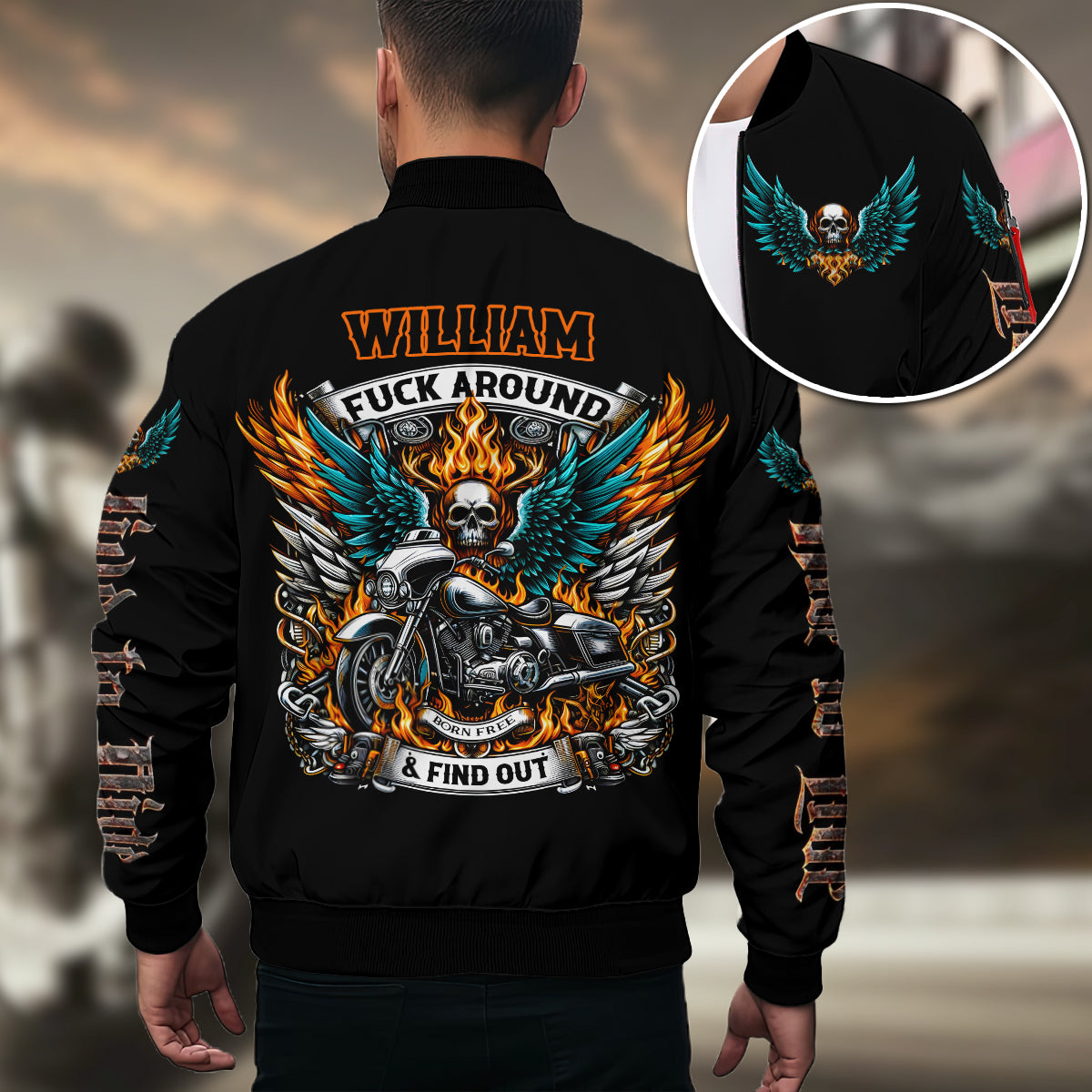 Old Biker - Personalized Biker Bomber Jacket