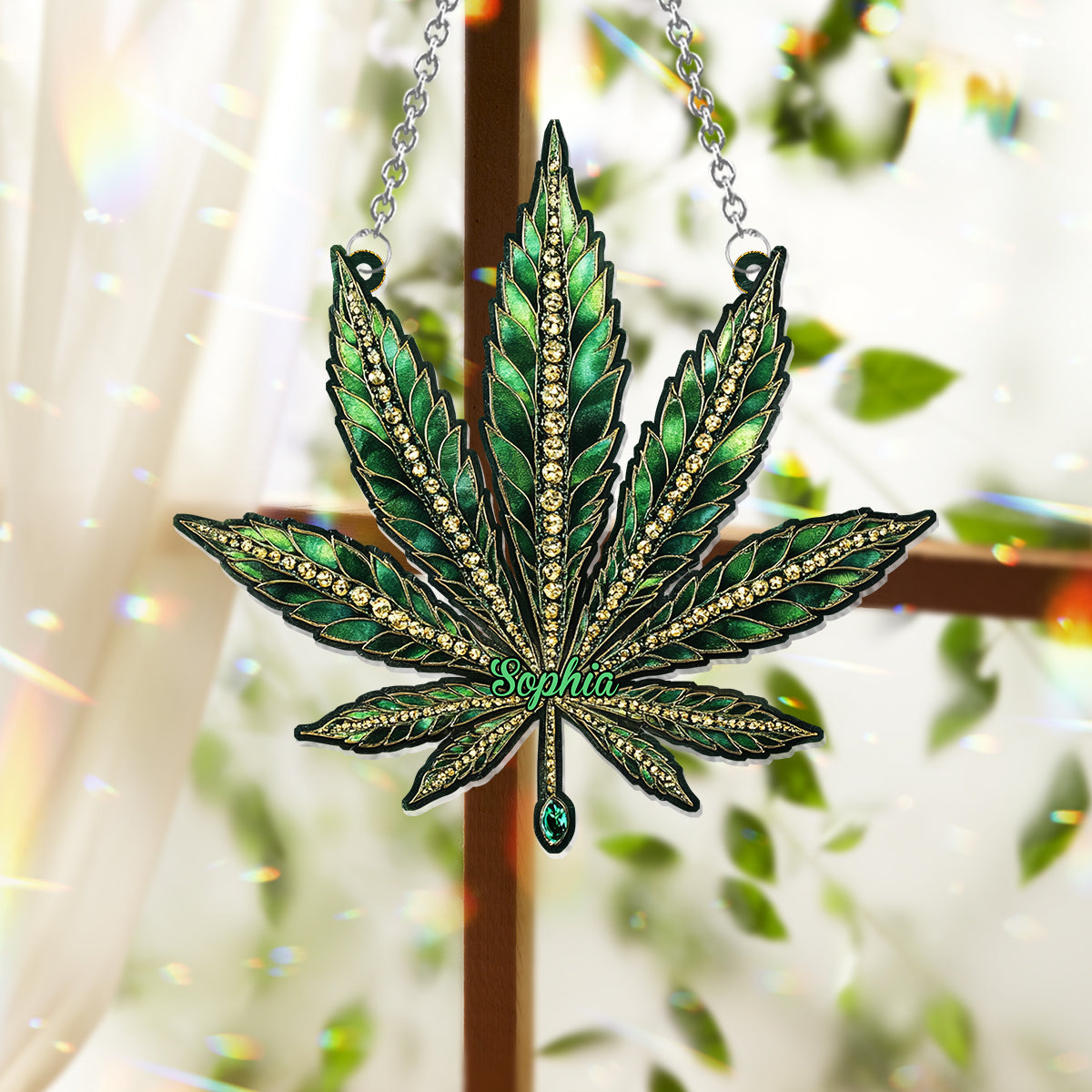 Beautiful Canabis - Personalized Weed Window Hanging Suncatcher Ornament