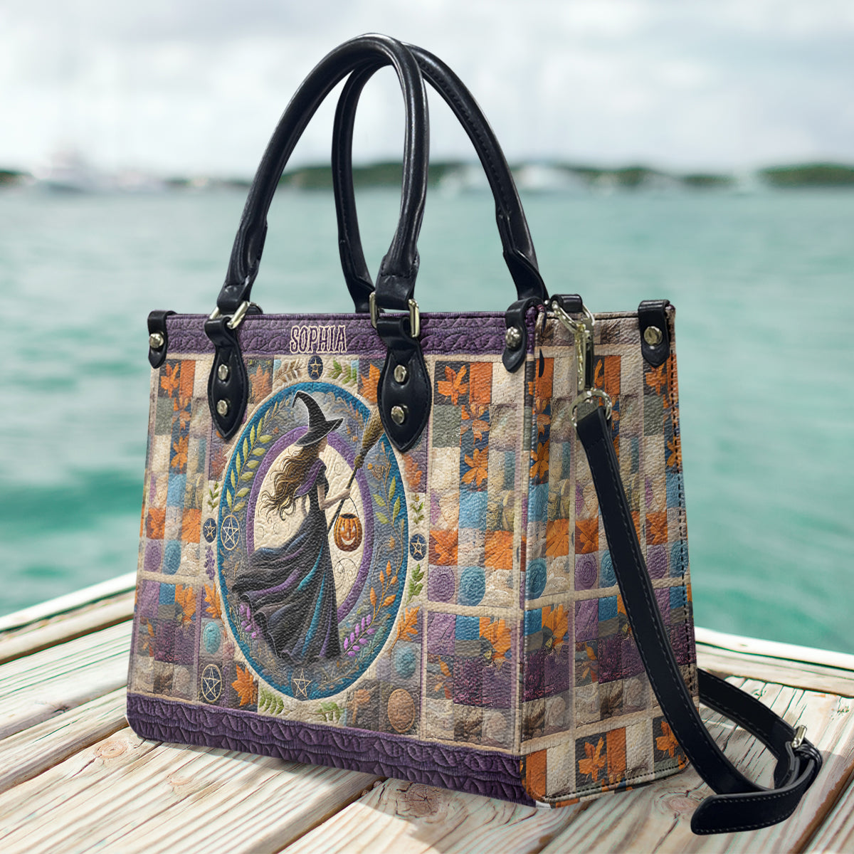 Wunderschöne Hexe – personalisierte Hexen-Lederhandtasche