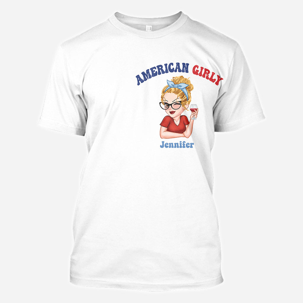 American Girly – Personalisiertes T-Shirt zum Unabhängigkeitstag/4. Juli