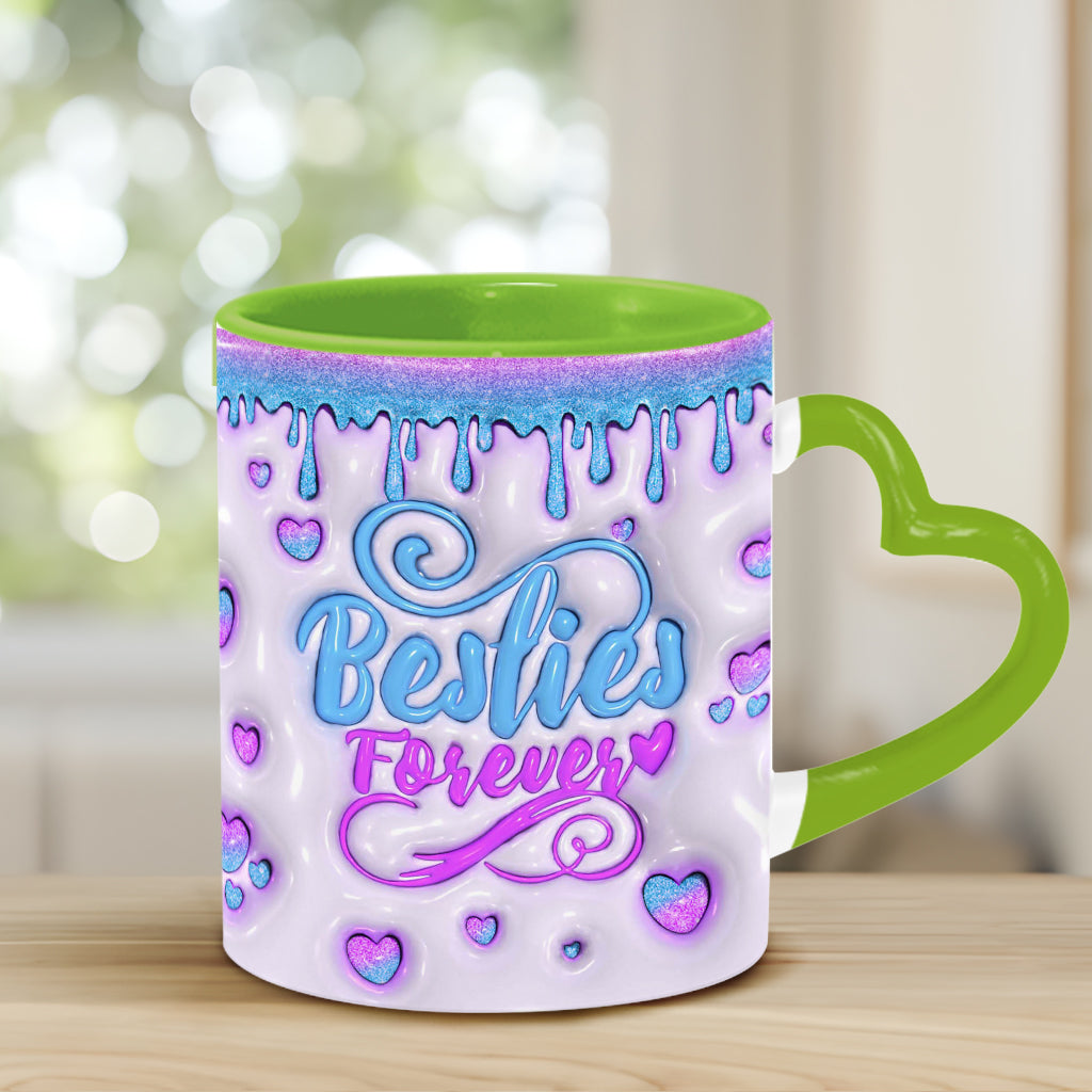 Für immer beste Freundinnen – Wunderschöne Geburtsmonatsblume – Personalisierte Tasse mit Herzgriff für beste Freundinnen