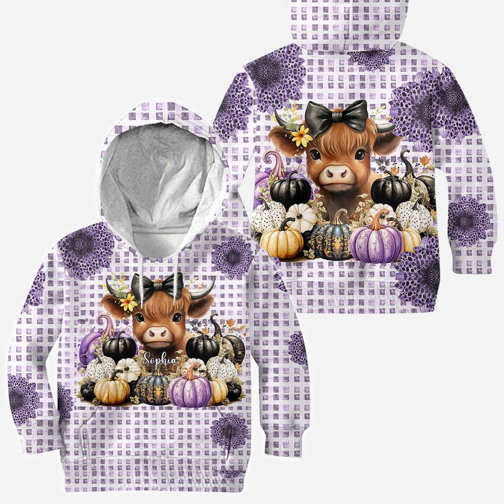 Cute Baby Highland Cow Fall Pumpkins - Personalized All Over Shirt