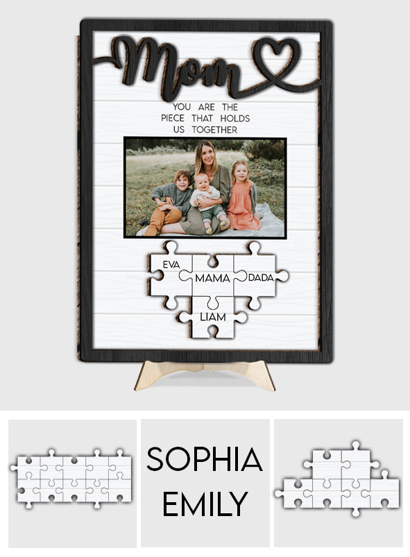 Mama, du bist das, was uns zusammenhält – Personalisiertes zweilagiges Holzschild/Holzplakette für Mama