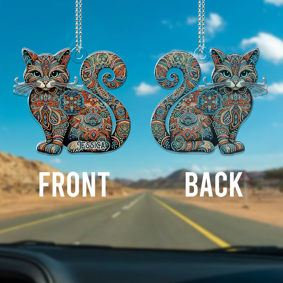 Wunderschöne Katze – Personalisierter Autoanhänger in Katzenform