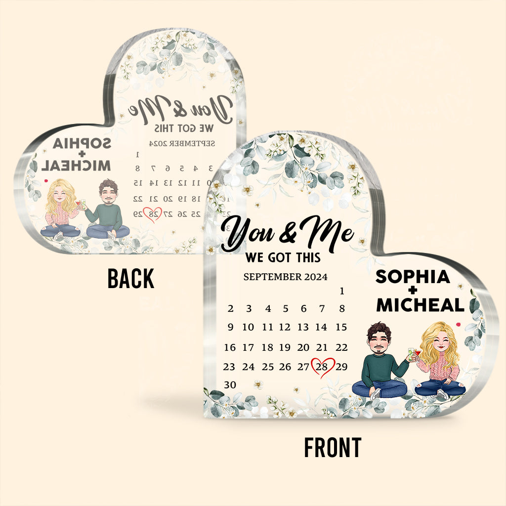 Du und ich, wir schaffen das – Personalisierte Acrylplakette in individueller Form für Paare