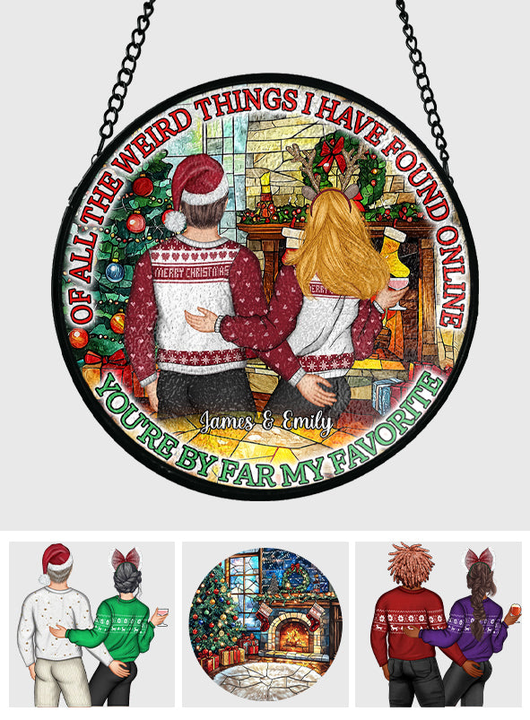 Du bist mit Abstand mein Favorit – Personalisierter Buntglas-Sonnenfänger für Paare