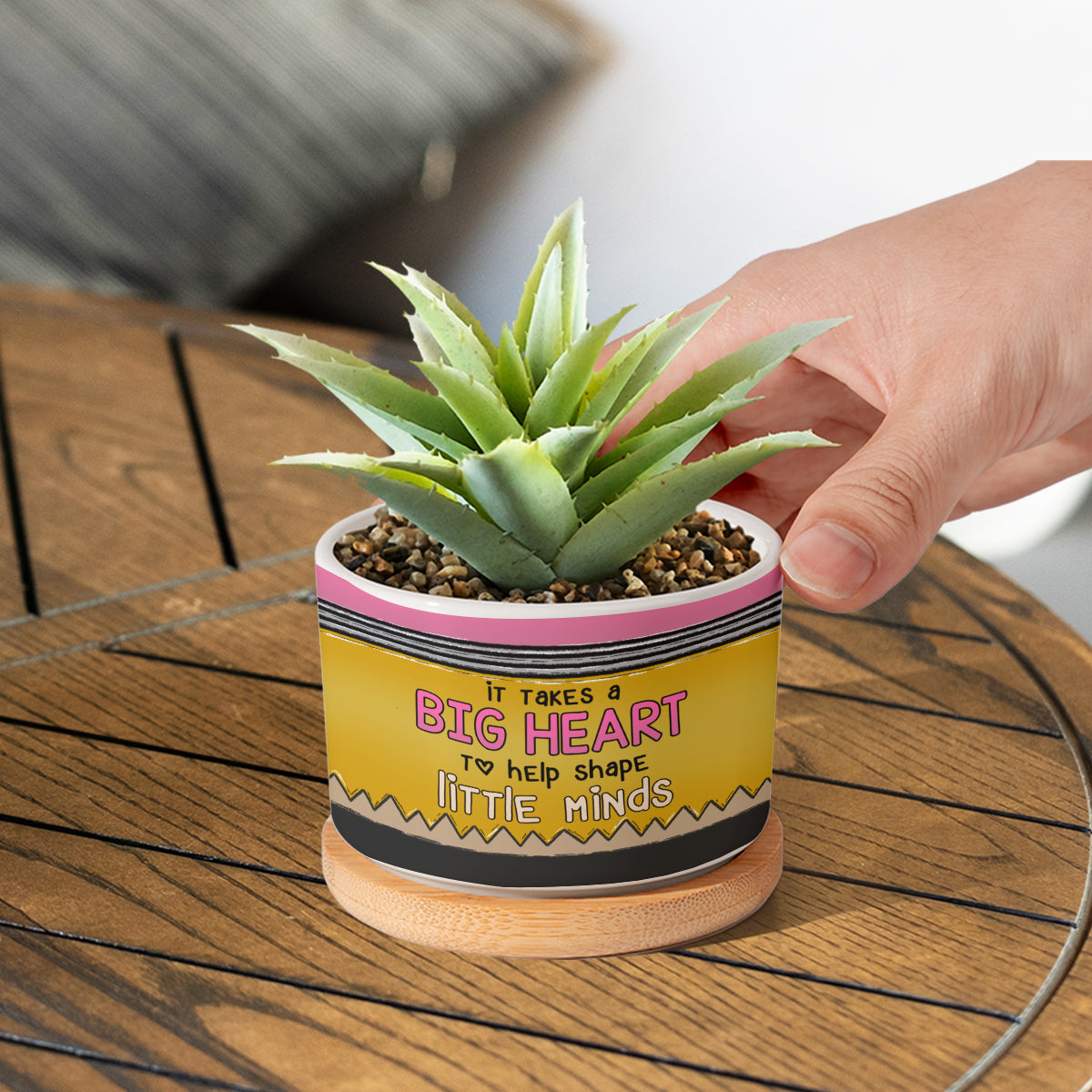 It Takes A Big Heart To Help Shape Little Minds Pencil - Personalized Teacher Ceramic Plant Pot