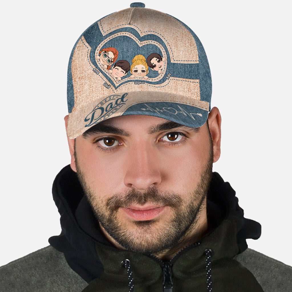 Dad's Heart Best Dad Ever - Personalized Father Classic Cap