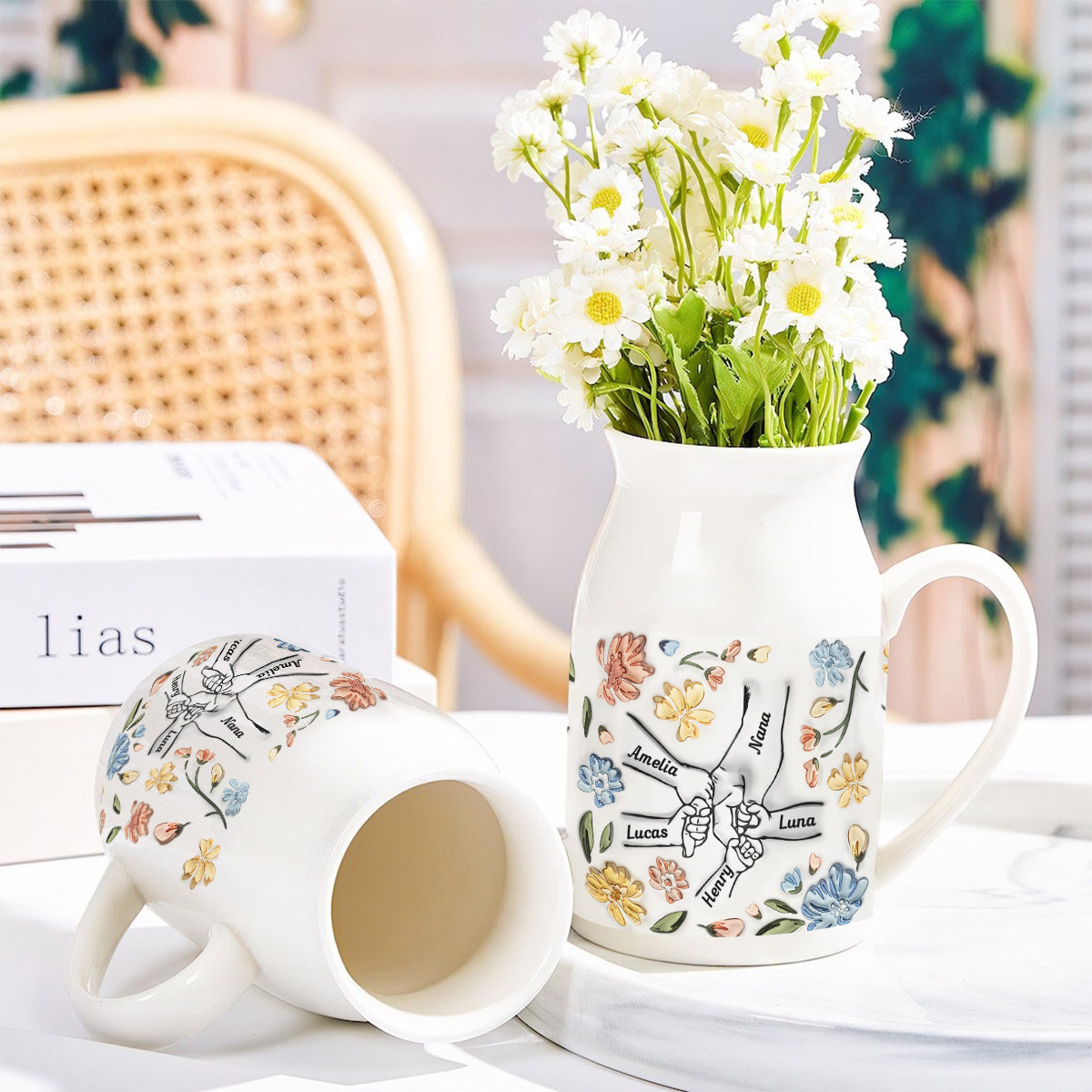 Keramikvase „Mutter hält Hände“ (beidseitig bedruckt)