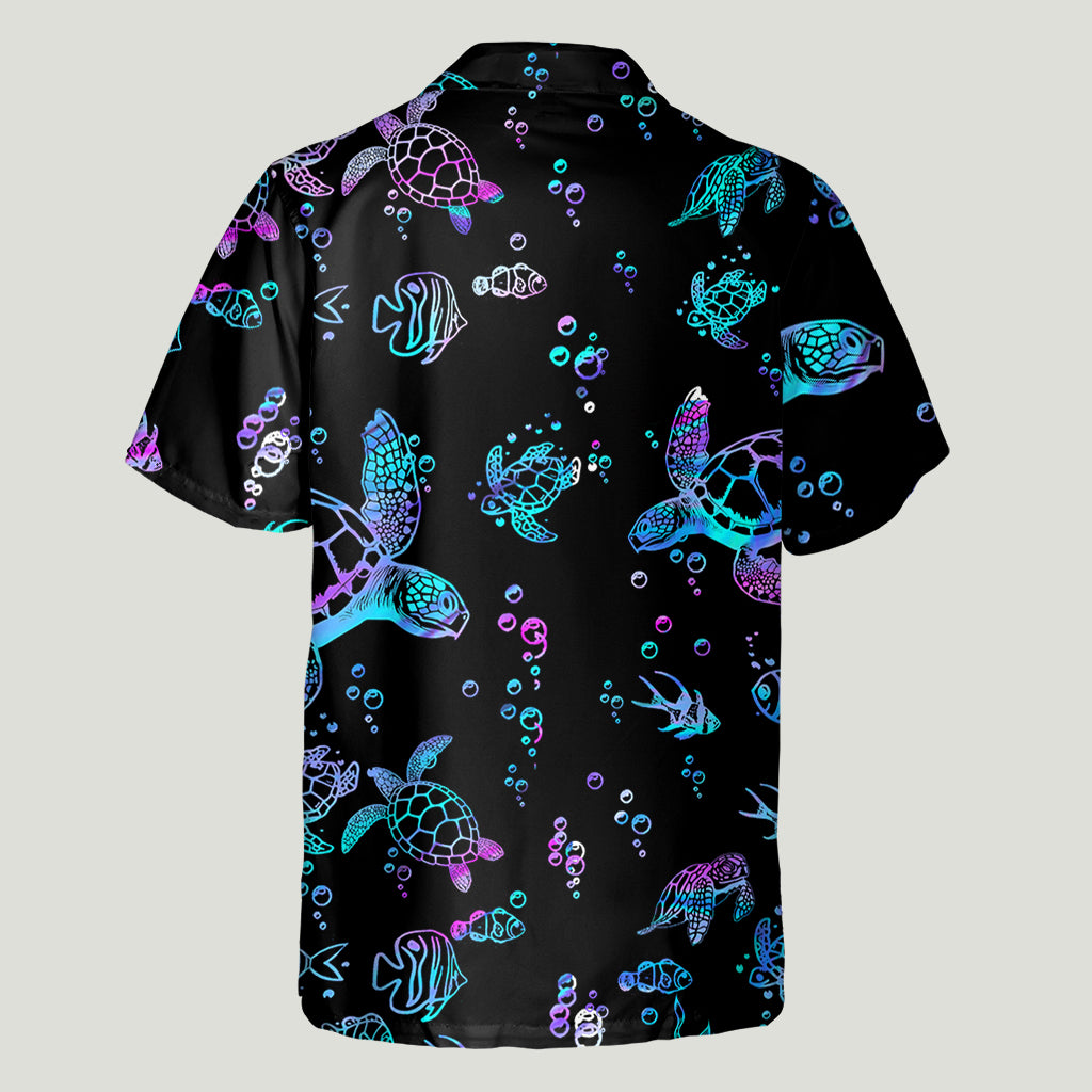 Hologram Turtle Beach Lovers - Personalized Turtle Hawaiian Shirt