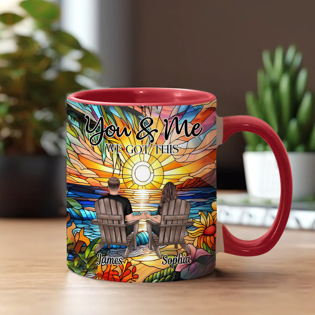 „Du und ich, wir schaffen das“ – personalisierte Tasse für Paare