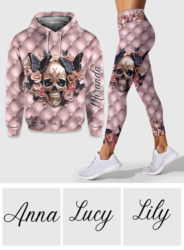 Fick dies, Fick das, Fick dich, Fick alles – Personalisierter Totenkopf-Hoodie und Leggings