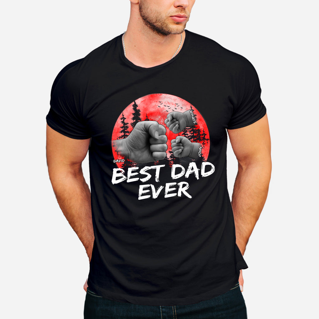 Father Son Red Moon Fist Bump - Personalized Father T-shirt And Hoodie