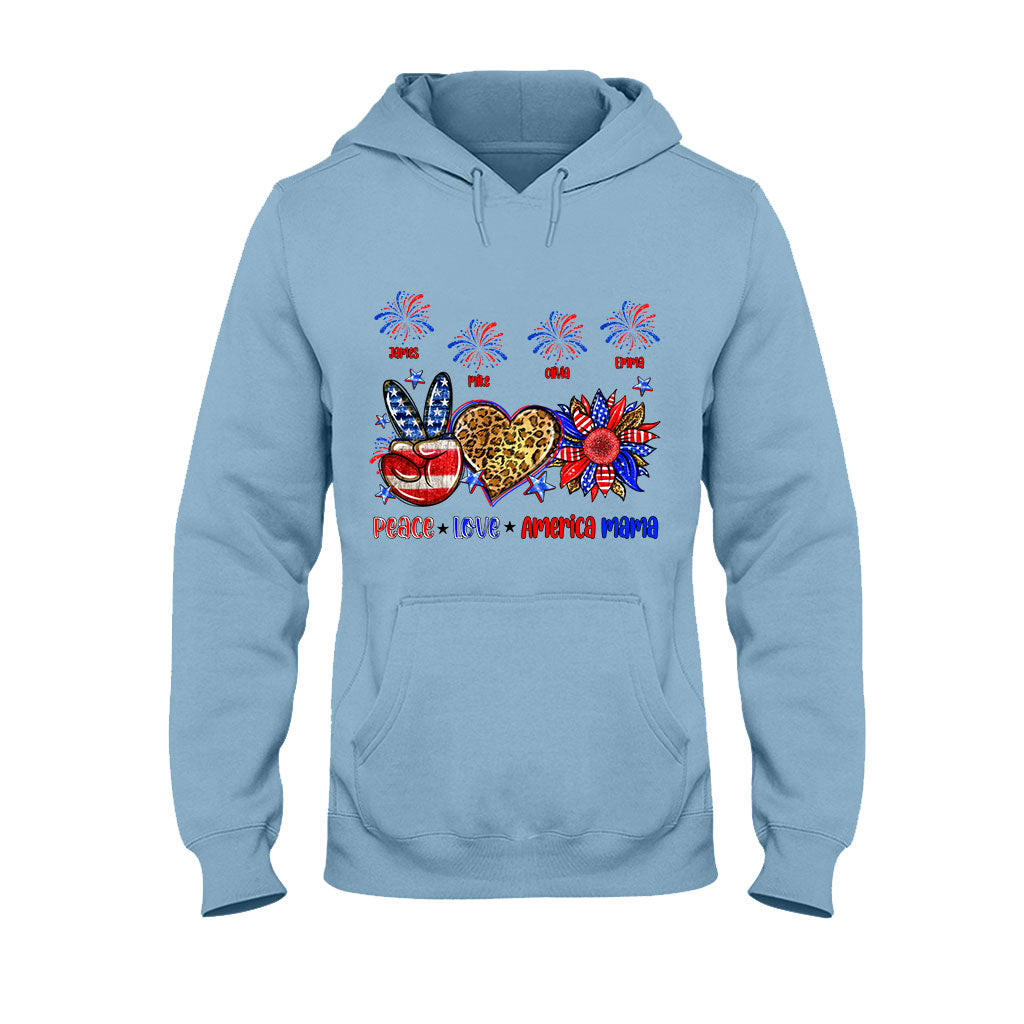 Frieden, Liebe, amerikanische Oma, Mama – personalisiertes Mutter-T-Shirt und Hoodie