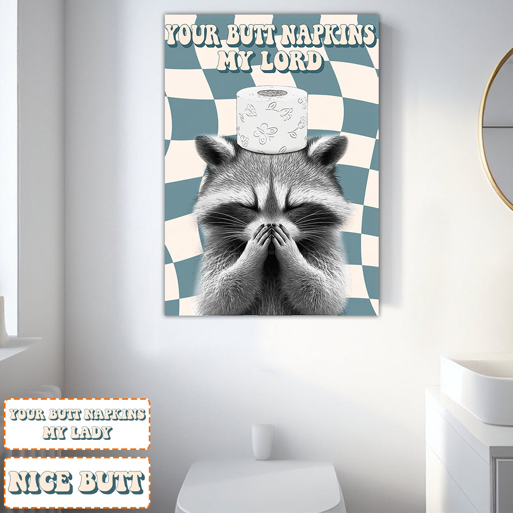 Deine Serviette, mein Herr – Personalisierte Waschbär-Leinwand und Poster