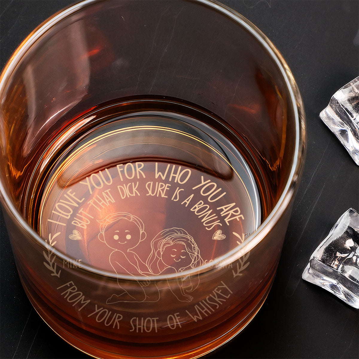 Ich liebe dich, so wie du bist – personalisiertes Whiskyglas für Paare mit Gravur