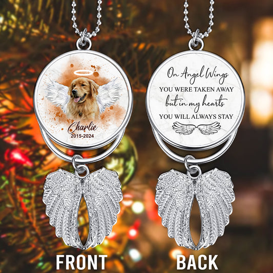 On Angel Wings You Were Taken Away - Personalized Dog Wings Ornament