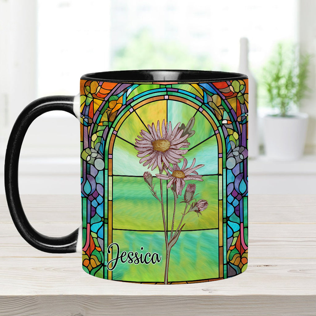 Sei auf deine eigene Art schön – Geburtsmonatsblume – personalisierte Tasse